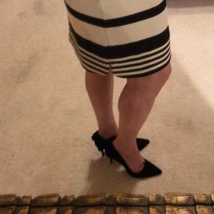 Black and cream horizontal striped dress